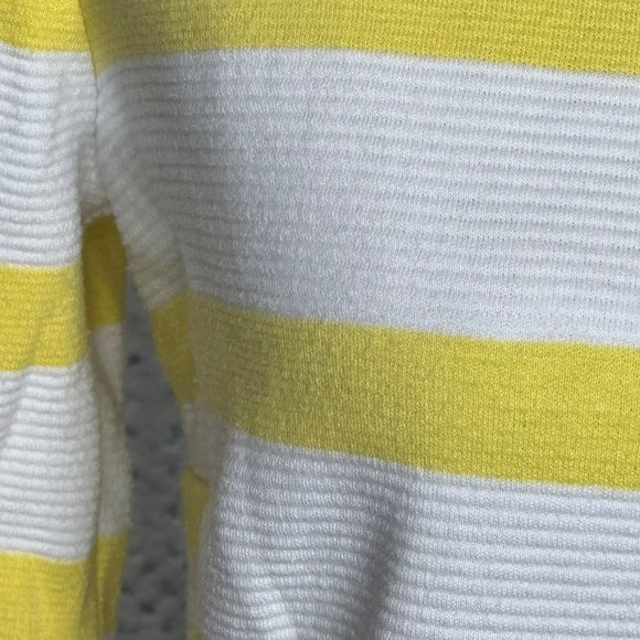 Talbots Tops Womens Size Medium White Yellow Boat Neck Stripes Short Sleeves - Picture 5 of 11